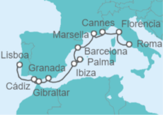 Itinerario del Crucero Mediterráneo: Italia, Francia y España - NCL Norwegian Cruise Line