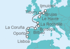 Itinerario del Crucero Europa: Francia, España, Inglaterra y Portugal - NCL Norwegian Cruise Line