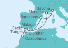 Itinerario del Crucero Francia, Italia, España, Marruecos, Gibraltar - Costa Cruceros