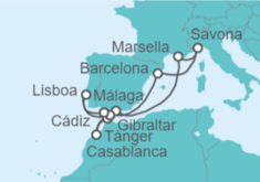 Itinerario del Crucero Marruecos, Gibraltar, España, Francia, Italia, Portugal - Costa Cruceros