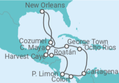 Itinerario del Crucero Honduras, Costa Rica, Panamá, Colombia, Jamaica, Islas Caimán, México - NCL Norwegian Cruise Line