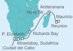 Itinerario del Crucero Isla Reunión, Madagascar, Sudáfrica - NCL Norwegian Cruise Line