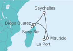 Itinerario del Crucero Mauricio, Seychelles, Madagascar - AIDA