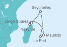 Itinerario del Crucero Seychelles, Madagascar, Mauricio - AIDA