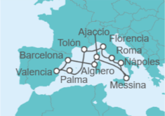 Itinerario del Crucero Mediterráneo Occidental I - Cunard