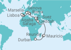 Itinerario del Crucero Desde Durban (Sudáfrica) a Lisboa - MSC Cruceros
