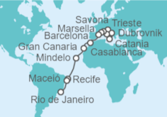 Itinerario del Crucero Tramo de Vuelta al mundo. De Italia a Brasil - Costa Cruceros