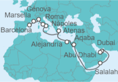 Itinerario del Crucero Del mar de Arabia al Mediterráneo - Costa Cruceros