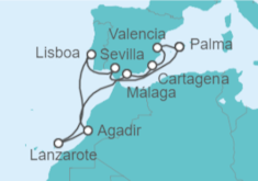 Itinerario del Crucero España, Portugal, Marruecos - AIDA