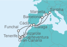 Itinerario del Crucero Islas Canarias - Costa Cruceros