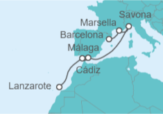 Itinerario del Crucero Travesía a Lanzarote - Costa Cruceros