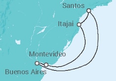 Itinerario del Crucero Brasil, Uruguay, Argentina - Costa Cruceros