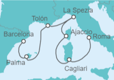 Itinerario del Crucero De Barcelona a Roma - Virgin Voyages
