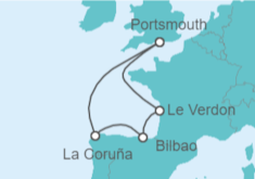 Itinerario del Crucero Monumentos Ingleses y Delicias del Cantábrico - Virgin Voyages