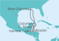 Itinerario del Crucero Harvest Caye, Cozumel y Roatán - NCL Norwegian Cruise Line