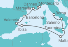 Itinerario del Crucero Desde Civitavecchia (Roma) a Montecarlo (Mónaco) - Oceania Cruises