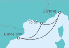 Itinerario del Crucero Escapada al Mediterráneo - Costa Cruceros