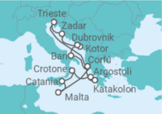 Itinerario del Crucero Malta, Italia, Grecia, Montenegro, Croacia - AIDA
