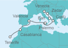 Itinerario del Crucero Marruecos, España, Italia, Grecia - MSC Cruceros