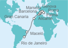 Itinerario del Crucero Brasil, España, Francia, Italia - MSC Cruceros