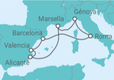 Itinerario del Crucero Italia, Francia, España - MSC Cruceros