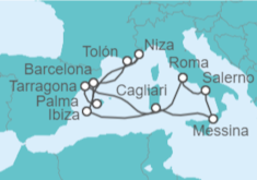 Itinerario del Crucero Mediterráneo Occidental - Cunard