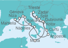 Itinerario del Crucero Mediterráneo y Adriático  - Cunard