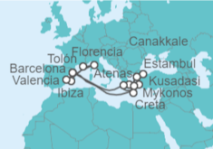 Itinerario del Crucero Mediterráneo y Egeo - Cunard