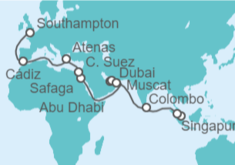 Itinerario del Crucero Desde Singapur a Southampton (Londres) - Cunard