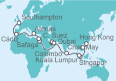 Itinerario del Crucero Desde Hong Kong (China) a Southampton (Londres) - Cunard
