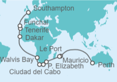 Itinerario del Crucero Desde Perth (Fremantle) Australia a Southampton (Londres) - Cunard