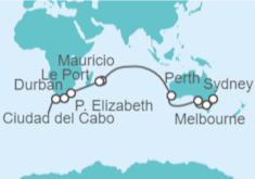Itinerario del Crucero Australia, Mauricio, Sudáfrica - Cunard