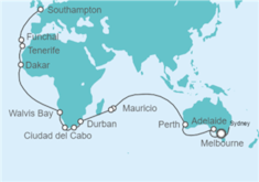 Itinerario del Crucero De Sydney a Southampton - Cunard