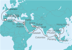 Itinerario del Crucero De Southampton a Hong Kong - Cunard