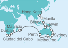 Itinerario del Crucero De Hong Kong a Ciudad del Cabo  - Cunard