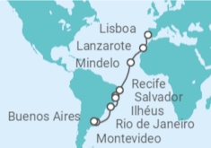 Itinerario del Crucero España, Cabo Verde, Brasil, Uruguay - Costa Cruceros