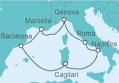 Itinerario del Crucero Francia, España, Italia - Costa Cruceros