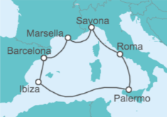 Itinerario del Crucero Italia, Francia, España, Islas Baleares - Costa Cruceros