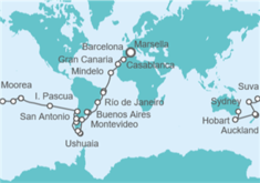 Itinerario del Crucero Tramo de Vuelta al mundo. De Marsella a Sydney - Costa Cruceros