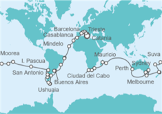Itinerario del Crucero Tramo de Vuelta al mundo. De Trieste a Ciudad del Cabo - Costa Cruceros