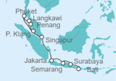 Itinerario del Crucero Indonesia y Malasia - NCL Norwegian Cruise Line