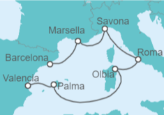 Itinerario del Crucero Francia, Italia, España - Costa Cruceros