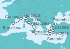 Itinerario del Crucero Santorini y Atenas - NCL Norwegian Cruise Line
