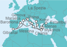 Itinerario del Crucero Italia, Grecia, Turquía, Montenegro, España, Gibraltar, Francia - Princess Cruises