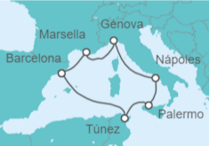 Itinerario del Crucero Túnez, España, Francia, Italia - MSC Cruceros