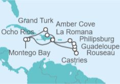 Itinerario del Crucero Jamaica, Bahamas, República Dominicana, Santa Lucía, Guadalupe, Antigua Y Barbuda, Saint Maarten - Costa Cruceros