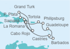Itinerario del Crucero Santa Lucía, Barbados, Guadalupe, Saint Maarten, Islas Vírgenes - Reino Unido, República Dominica... - Costa Cruceros
