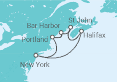 Itinerario del Crucero Canadá y Nueva Inglaterra - NCL Norwegian Cruise Line