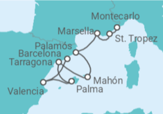 Itinerario del Crucero España, Francia - Silversea