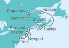 Itinerario del Crucero De Quebec a Nueva York - Silversea